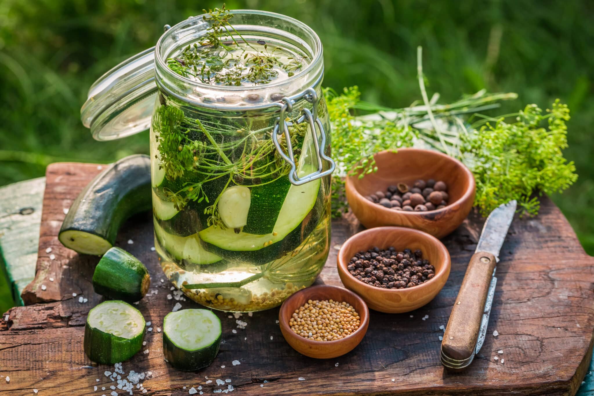 Zucchini and spices for pickling