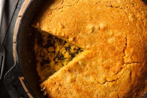 Homemade Southern Style Cornbread in a Skillet