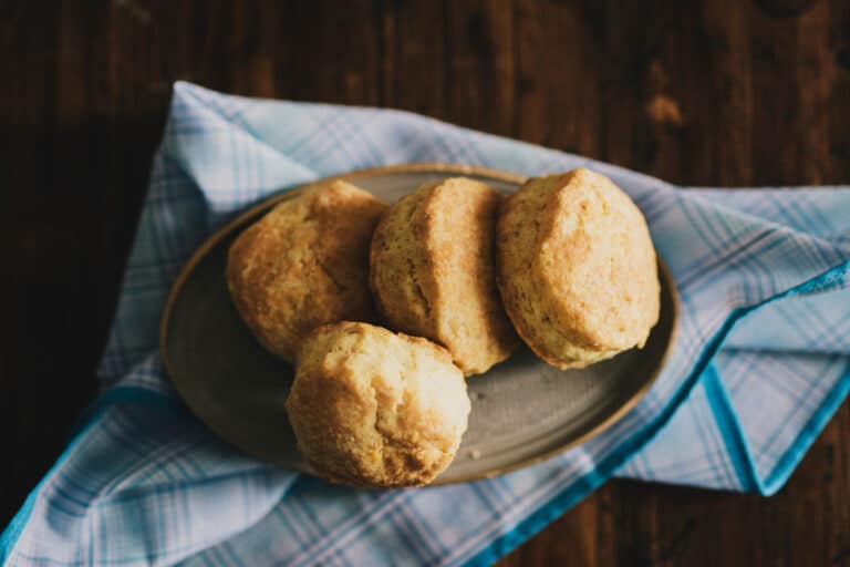 homemade scones in rustic setting