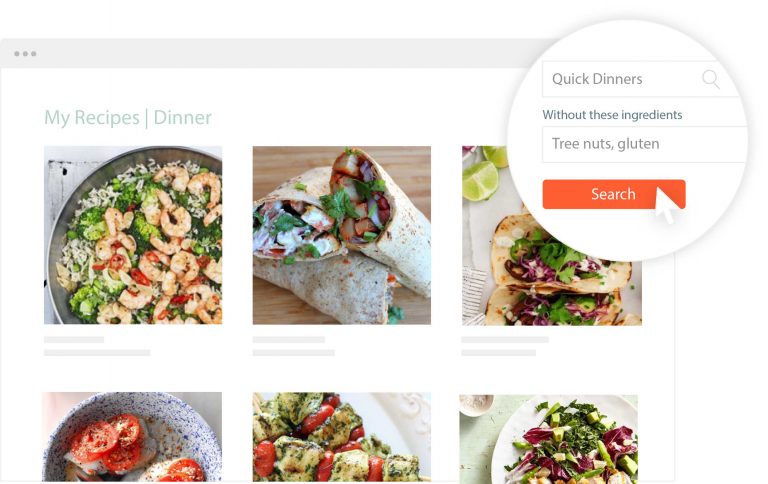 cropped image of online recipe organizer search feature