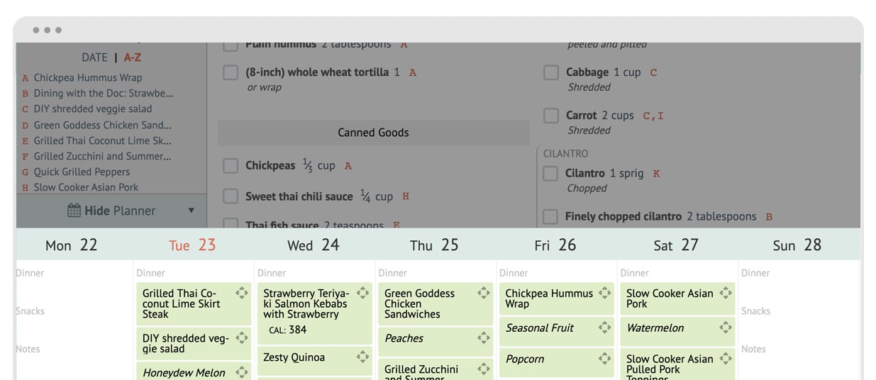 Online Meal Planning Grocery List App Plan To Eat