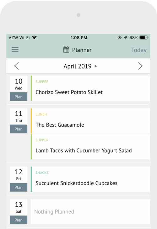 cropped screenshot of the Plan to Eat app