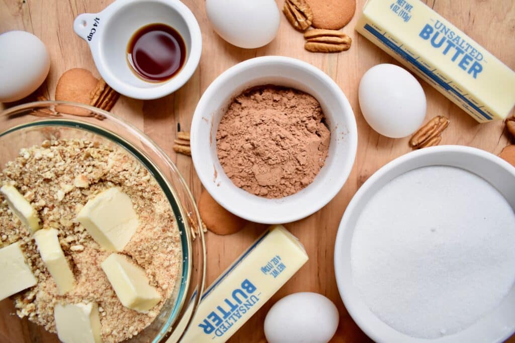 overhead shot of ingredients mise en place