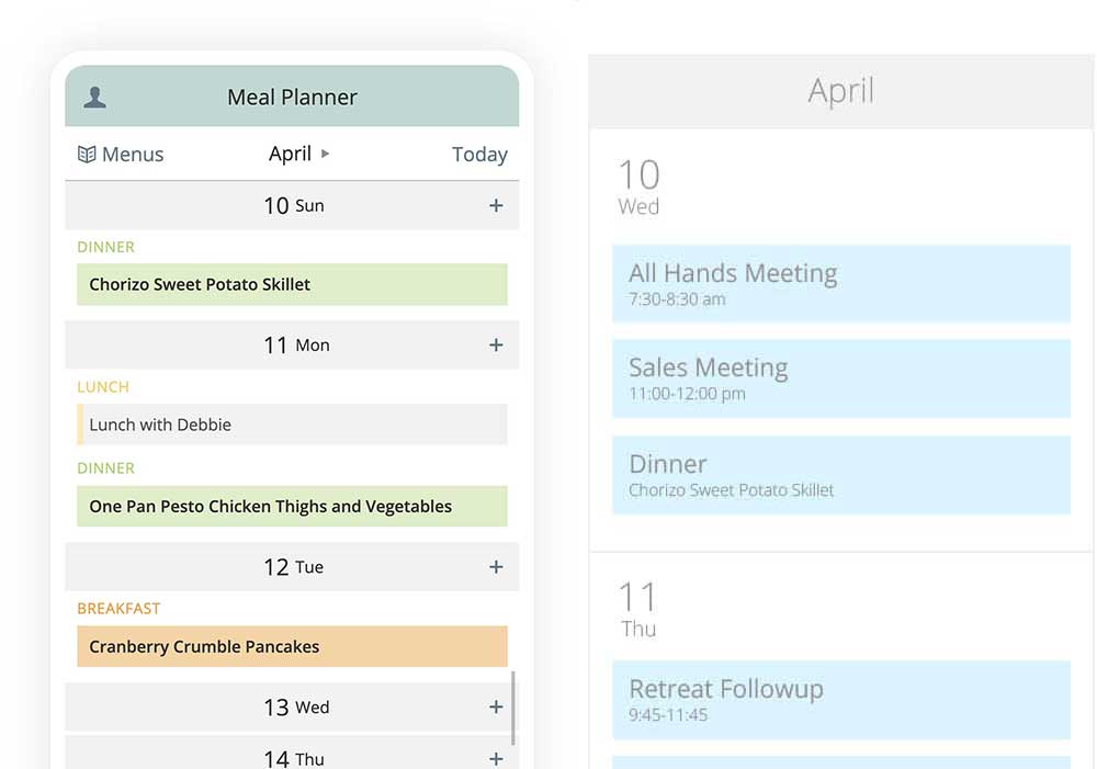Plan to Eat App - Meal Planner Share Calendar