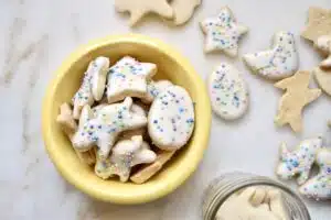 overhead shot of homemade animal cracker sugar cookies