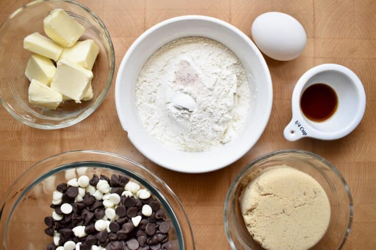 overhead shot of portioned out ingredients for brown sugar blondies recipe