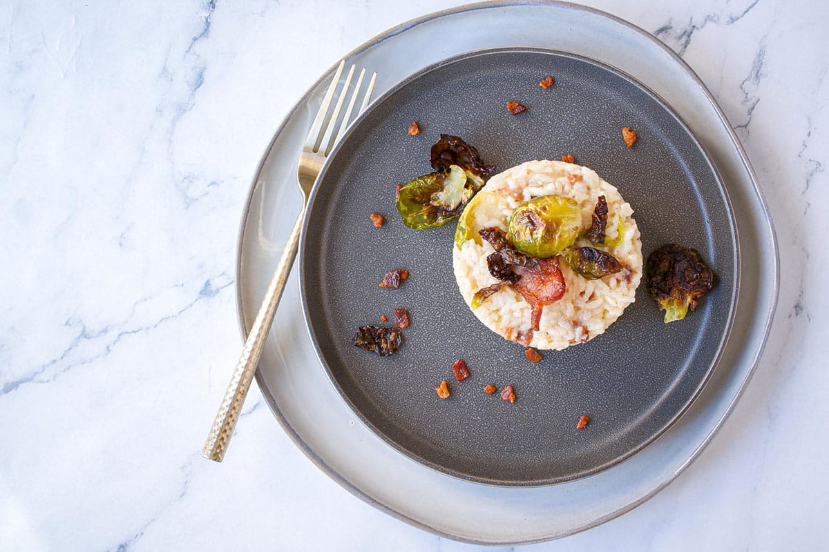 Budget-Friendly Bacon & Brussels Sprouts Risotto - Plan to Eat
