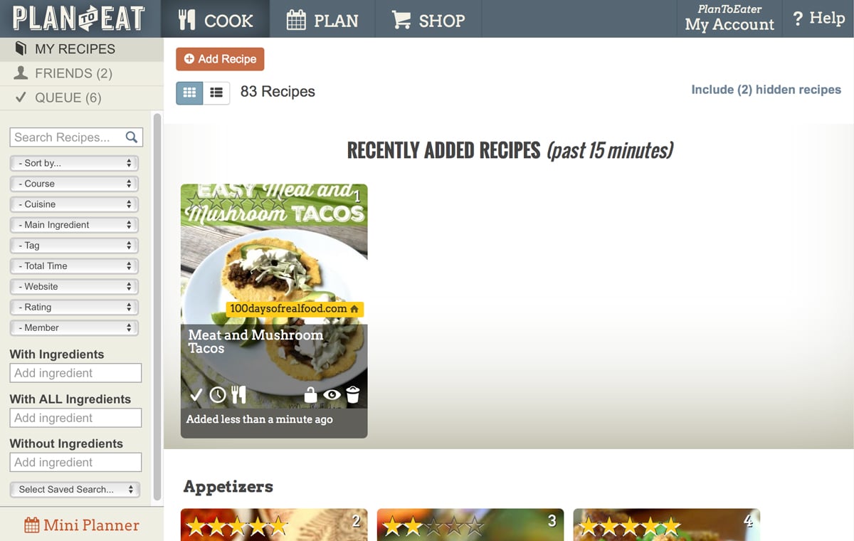 Recently Saved Recipes