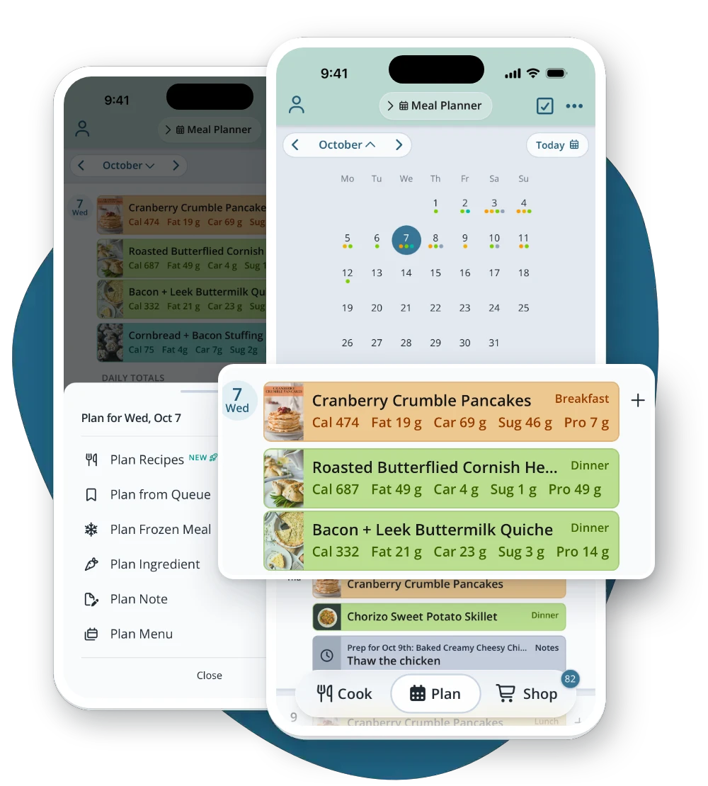 Drag-and-drop meal planning
