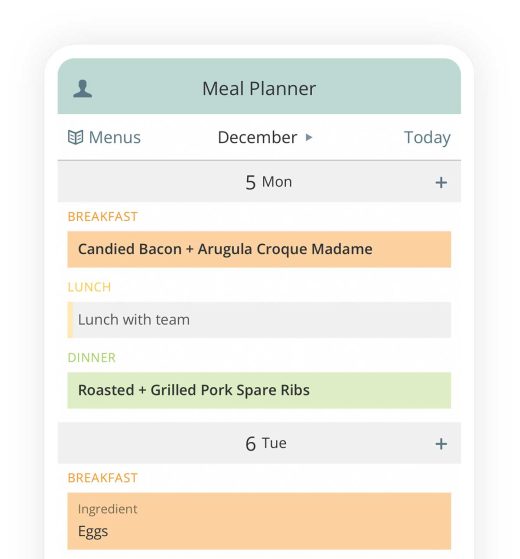 Meal Planning Calendar and Grocery List App Plan to Eat