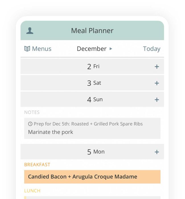 Plan to Eat App - Meal Planner Prep Notes